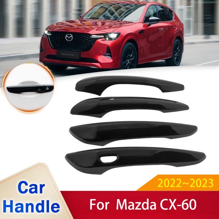 Gloss Black Carbon Fiber Chrome Door Handle Cover Sticker for Mazda CX60 CX 60 CX-60 KH 2022 2023 C