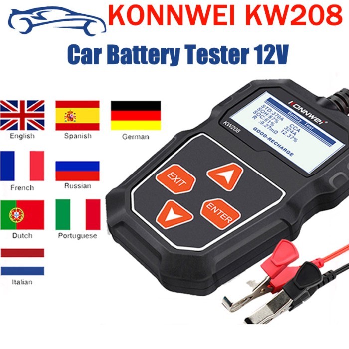 KONNWEI KW208 Car Battery Tester 12V 100 to 2000CCA Cranking Charging Circut Tester Battery Analyze