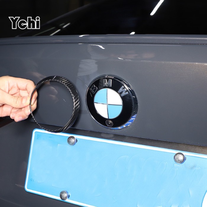 For BMW 4 Series G22 G23 G26 2021-2023 Real Carbon Fiber Car Logo Decoration Ring Rear Logo Cover C