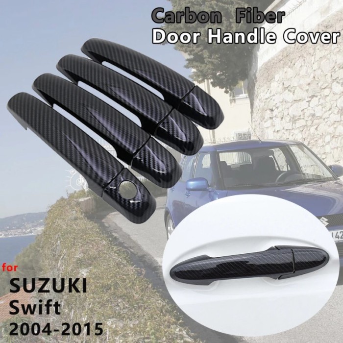 for Suzuki Maruti Swift DZire 2004~2015 Carbon Fiber Door Handle Cover Catch Trim Exterior Car Acce