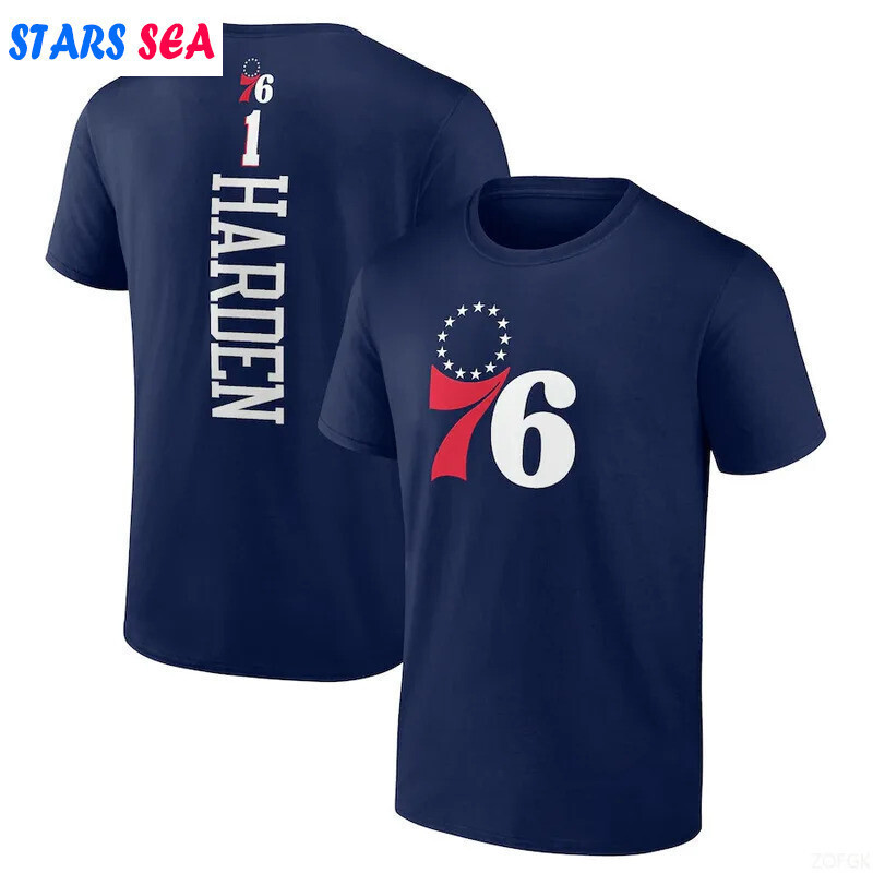 เสื้อบาสเก็ตบอล 76ers สไตล์ลำลอง คอปก แขนสั้น เหมาะสำหรับใส่วันธรรมดา