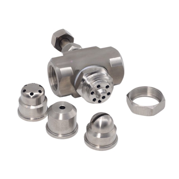 Stainless steel 4-minute air atomizing nozzle, large flow nozzle, two-fluid gas-water mixing fan