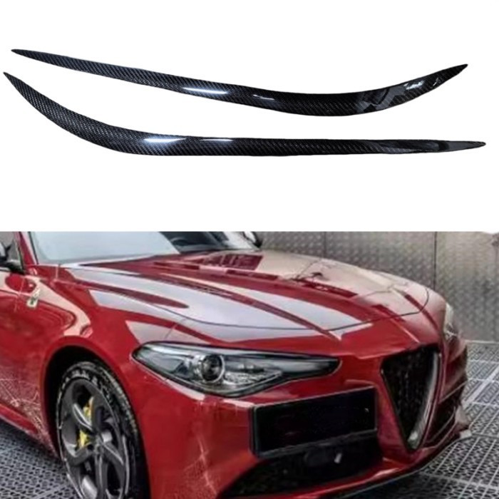Front Head Light Eyebrow Lid Cover Brow Sticker Headlight Eyelid Trim For Alfa Romeo Giulia Sedan 4