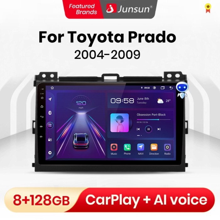 Junsun V1  8+128G carplay android auto radio coche con pantalla For Toyota Land Cruiser Prado 120 2