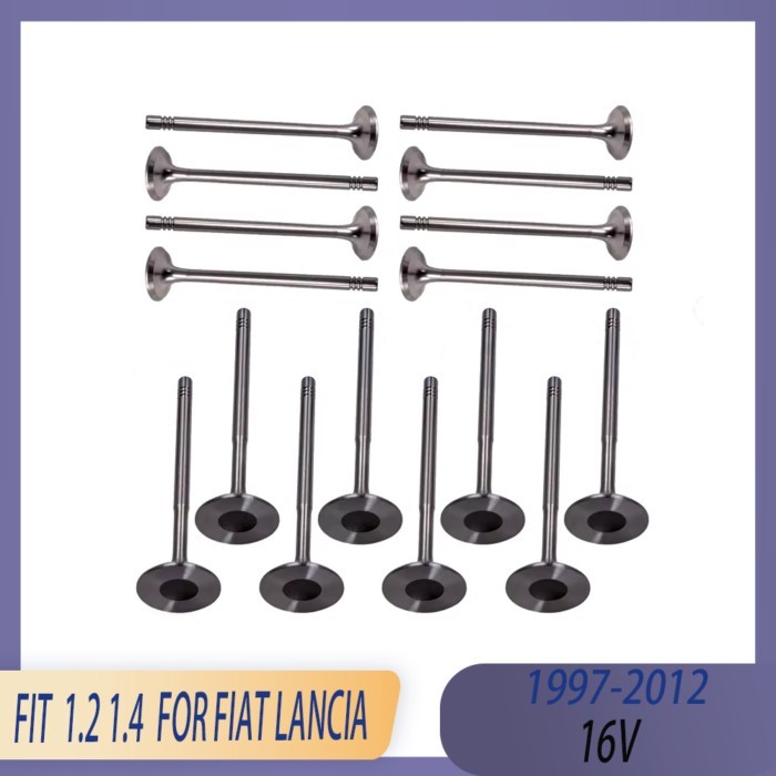 Engine Parts 8x Intake & 8x Exhaust Valve Kit Fit 1.2 1.4 L Gas 97-12 16v For FIAT 500L BRAVA BRAVO