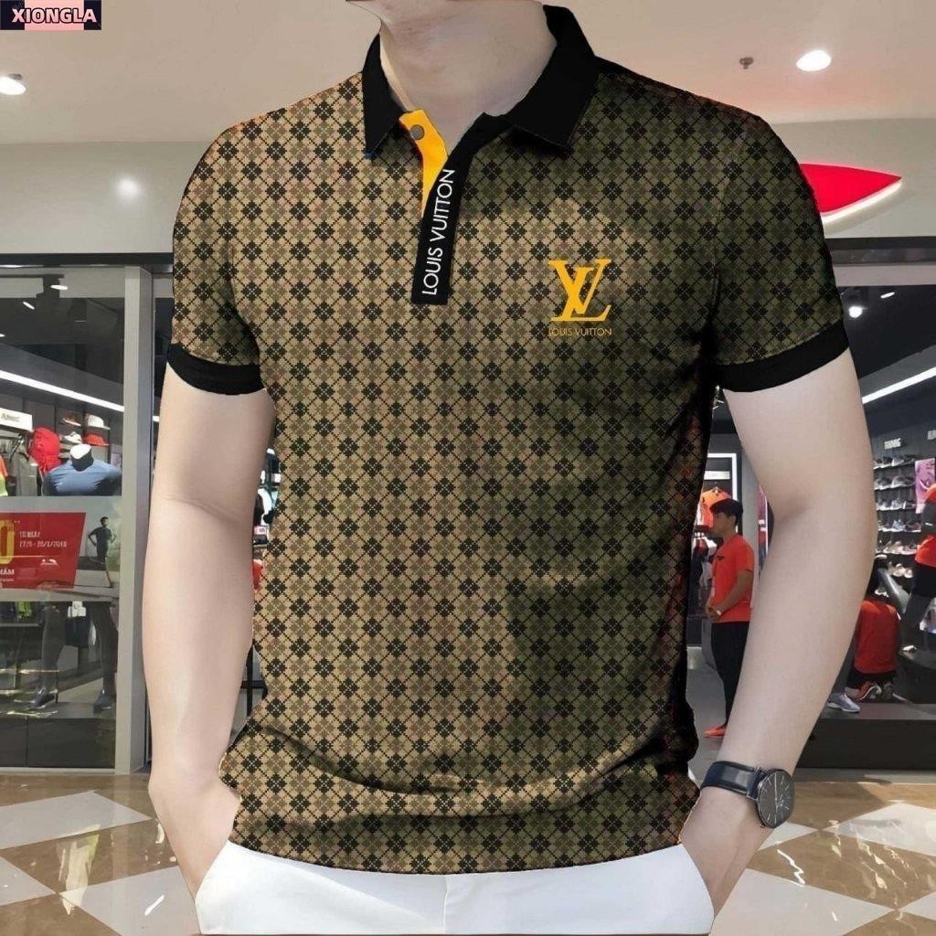 เสื้อโปโลผู้ชายแขนสั้น พิมพ์ลายเก๋ อากาศร้อน