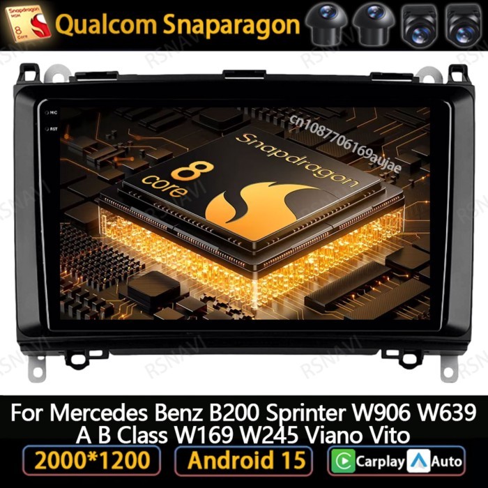 Android 15 Car Radio For Mercedes Benz B200 Sprinter W906 W639 A B Class W169 W245 Viano Vito Stere