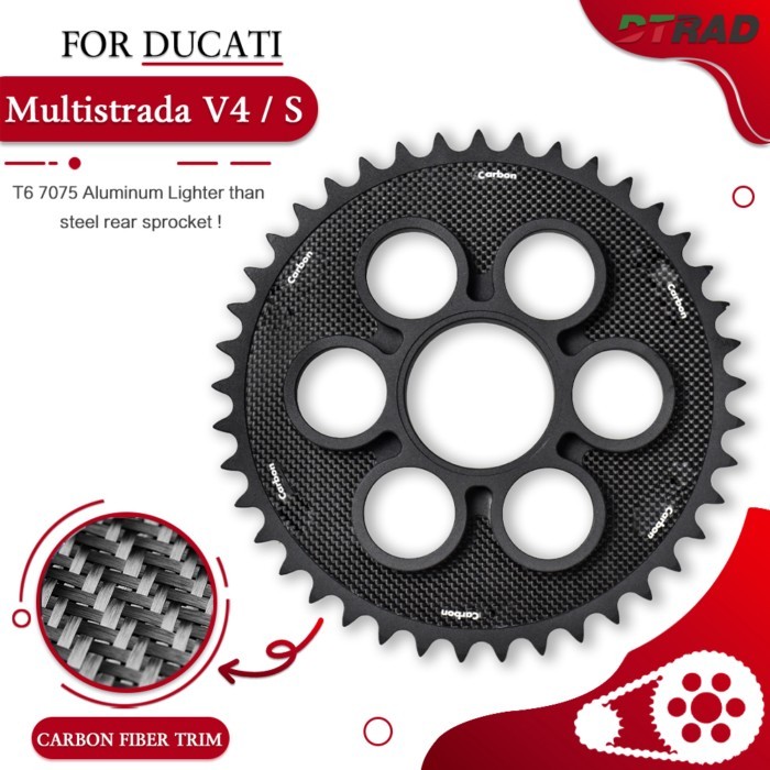 For DUCATI Multistrada V4 V4S Pikes Peak Rally Accessories 41T Carbon Fiber Decoration Aluminum Rea