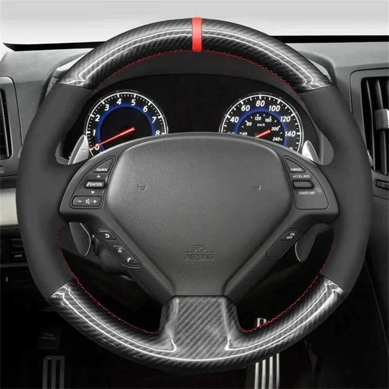 ▥ DIY Hand Sewing Suede Car Steering Wheel Cover For Infiniti G G37 EX Ex35 Ex37 Q Q40 Q60 Qx50
