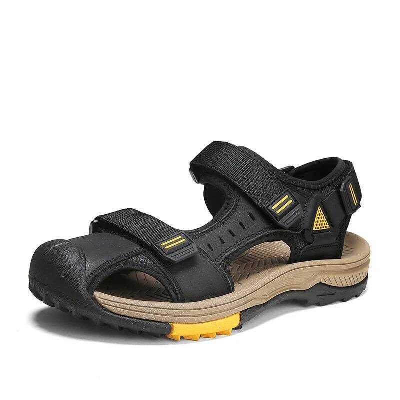 C Summer Breathable Genuine Leather Men Sandals Waterproof Non-Slip Large Size Flip Ps Beach Shose