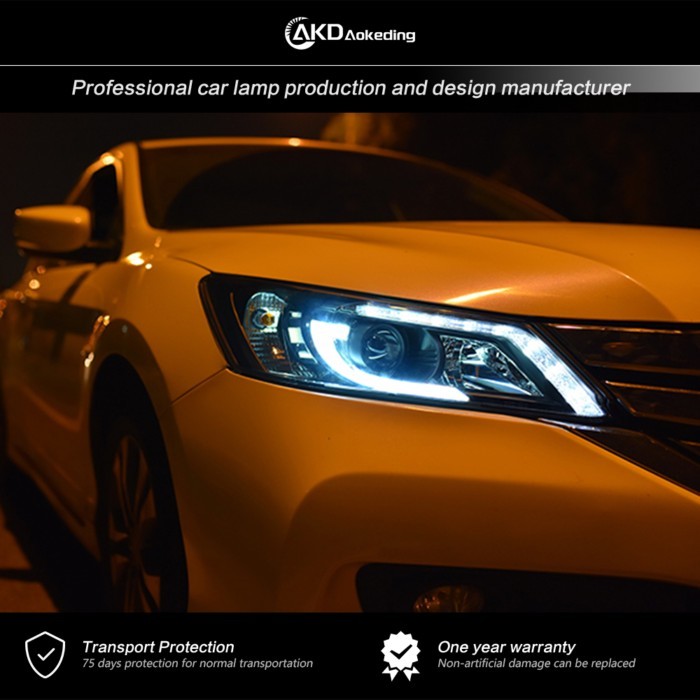 AKD Head Lamp For Honda Accord G9 Headlights 2013-2015 DRL H7 LED Bi Xenon Bulb Assembly upgrade Dy
