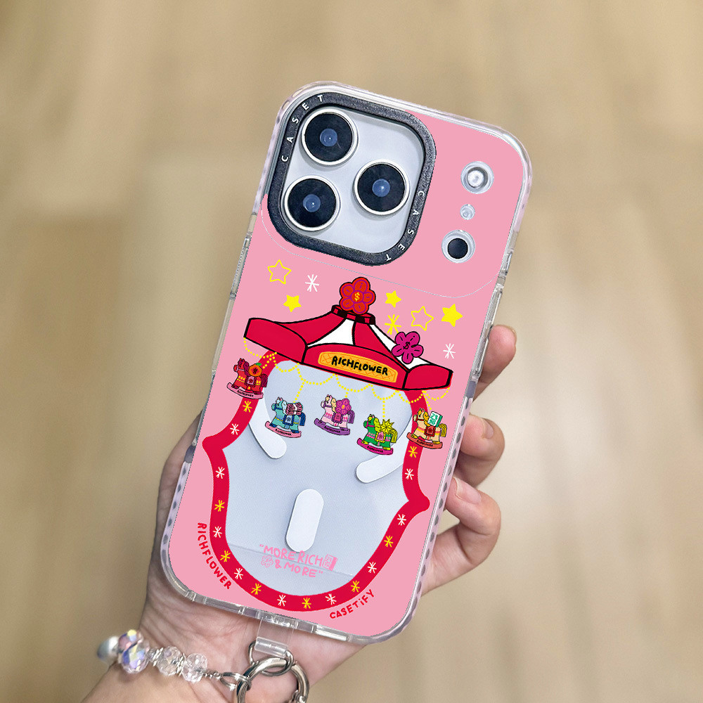 RICH FLOWER Spin to Win ไร้สายแม่เหล็กชาร์จสีสําหรับ IPhone 15 14 11 12 13 16 17 ProMax ฝาครอบ 16E 1