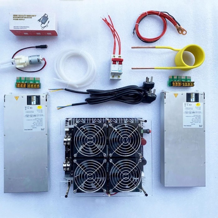 CFZHTE 5000W ZVS Induction Heater, Induction Heating Machine, PCB Board, Melted Metal, Coil, Pump,