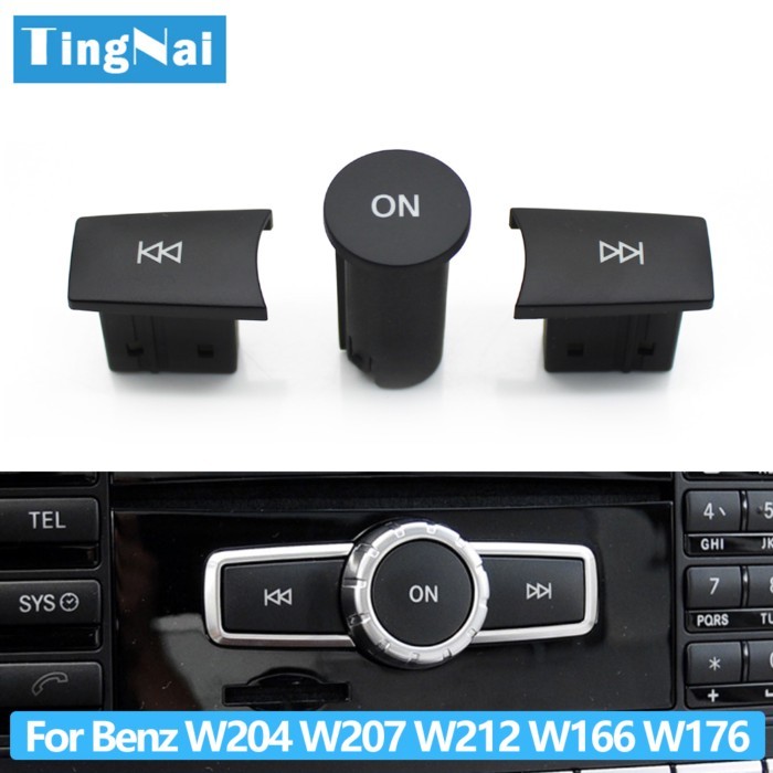 3PCS Car Front Dashboard Radio CD Player Button Knob Cover Switch Cap For Benz A C E GLK ML GL CLS