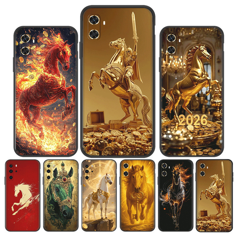 Huawei Y9A Y5 Y6s Y6 Pro Y7 Y9 Prime TPU Spot goods เคสนิ่มสีดําเคสโทรศัพท์ Golden Horse Zodiac Anim