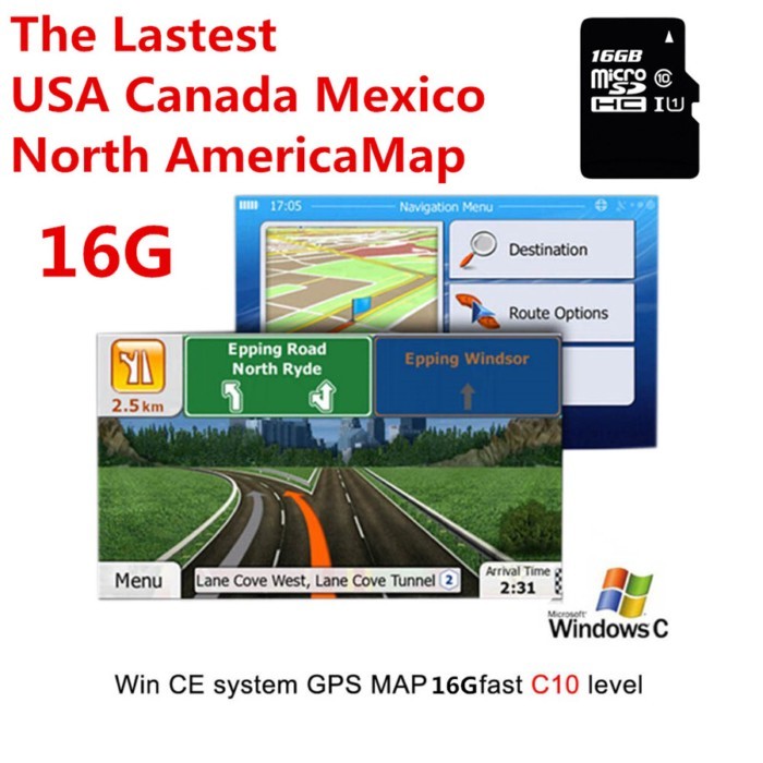 16G GPS Map SD Card North America Canada Mexico Fit for WCE System Car Unit Radio Car GPS Navigatio