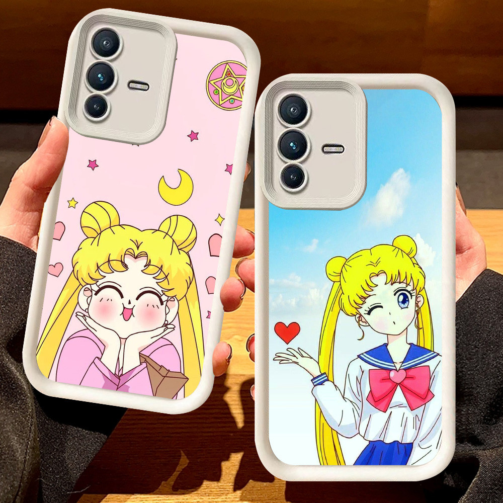 G-62 Sailor Moon Casing สําหรับ VIVO Y200 V23 Y75 V50 V23E Lite 5G สีดําและสีขาว