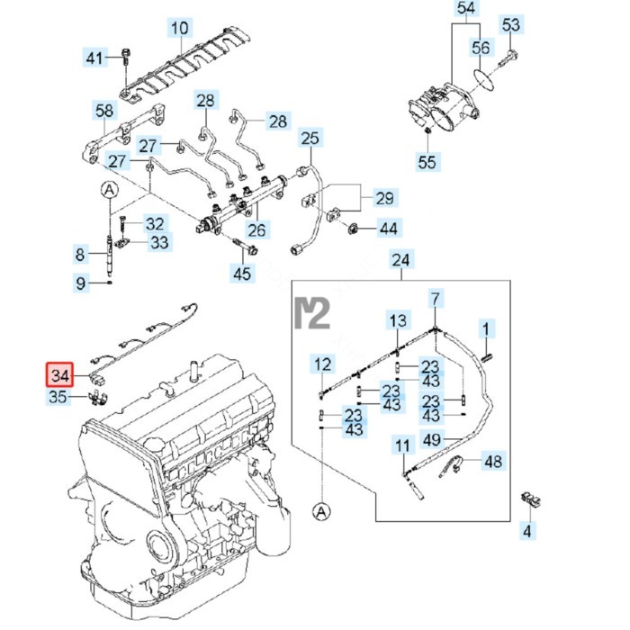 For Kia Bongo 3 K2500 K2700 K2900 K3000 PU 2.9L-J3 Diesel Injector Wiring Assy 33810-4X450 33810 4X