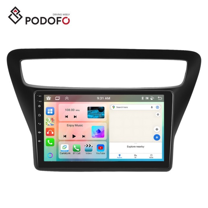 Podofo Android Car Stereo 4+64G 2 Din 9 Inch Carplay Android Auto For Chevrolet LOVA RA 2016 IPS DS