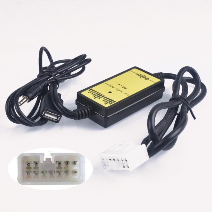 Car CD Adapter MP3 Audio Interface AUX USB CD Changer (5+7)PiN for Toyota Camry Corolla RAV4 Yaris