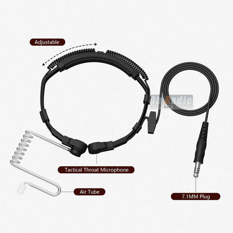 ▥ Throat Microphone Air Tube  Heavy Duty Headphone 7.1Mm Nato Plug Fit With U94 PTT Hea