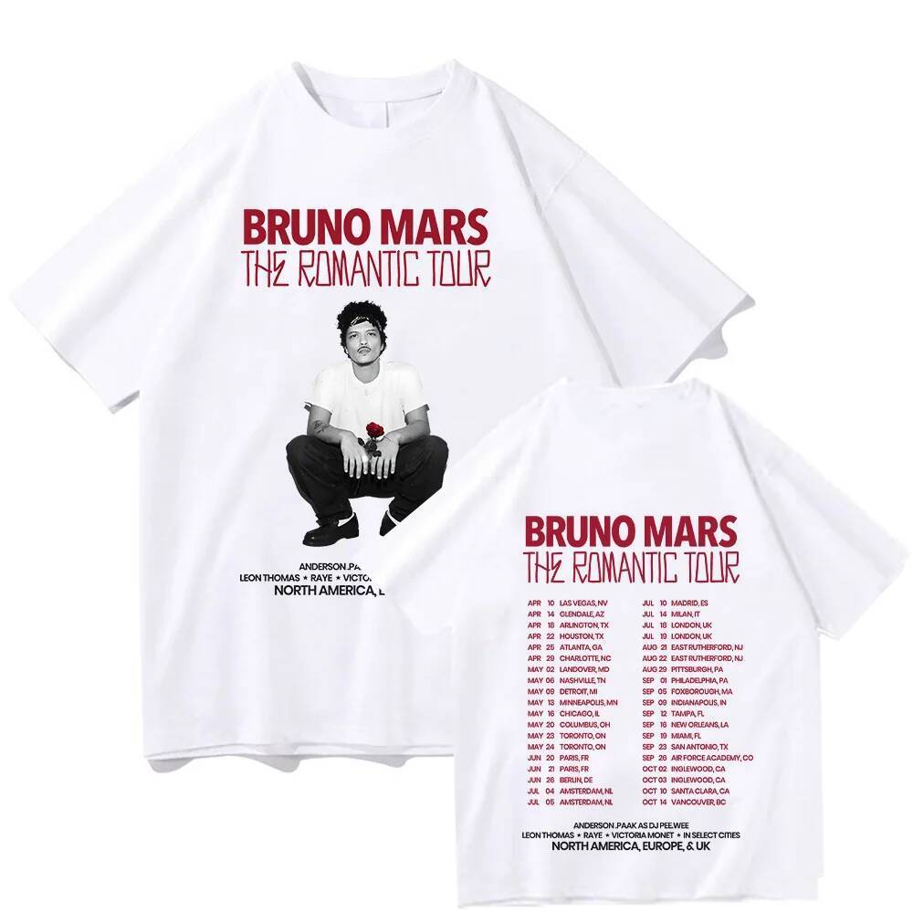 Bruno Mars The Romantic 2026 Tour Tee ผ้าฝ้าย สไตล์Comfort Chic เหมาะสำหรับทั้งเยาวชนและผู้ใหญ่