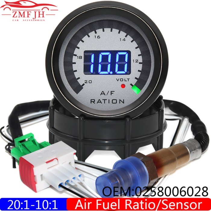 20:1~10:1 Air Fuel Ratio Gauge+Narrowband Oxygen Sensor OEM 0258006028 Digital 2" 52MM AFR Meter Ho
