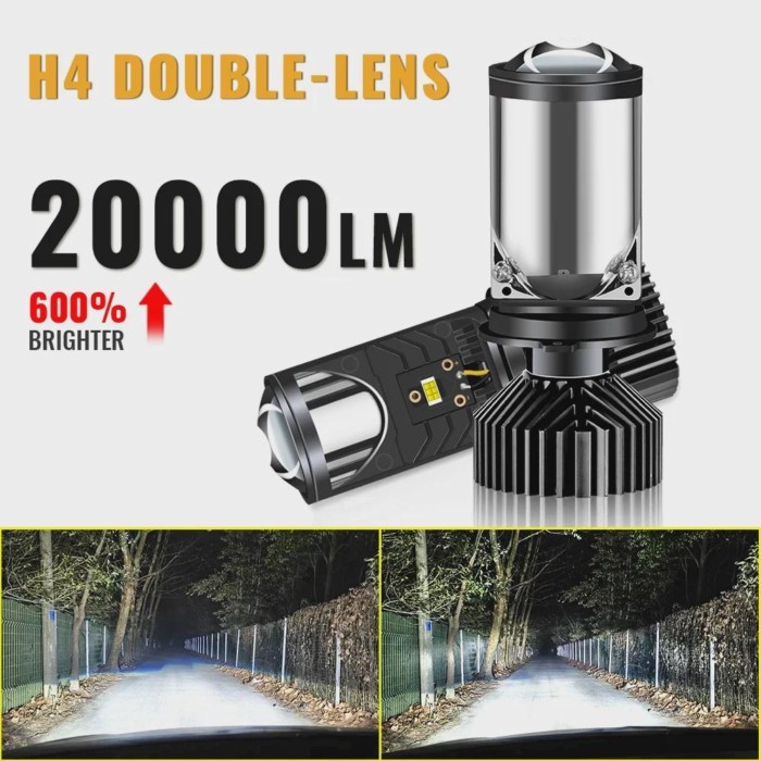 H4 Projector Lens LED Headlight Canbus Turbo Fan Car Motorcycle Bulbs High Low Beam Dual Projector