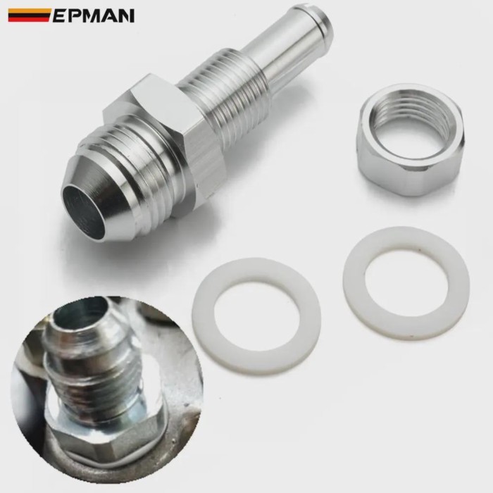 EPMAN Male Flare Bulkhead AN6/AN8 To 5/16" Or 3/8" Hose Barb Fuel Tank Fitting Aluminum Durable Car