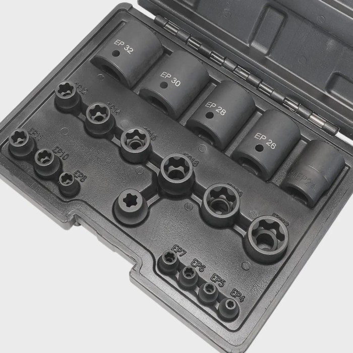 19 Pcs External Torx Plus Socket Set 6 Point EP Socket EP4-32 with 1/2 3/8 1/4'' Dr For Tesla Batte