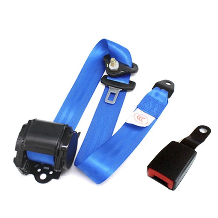 Blue 3 Point Retractable Car Safety Seat Belts Lap Safety Belt Seatbelts for Auto Cars With Curved