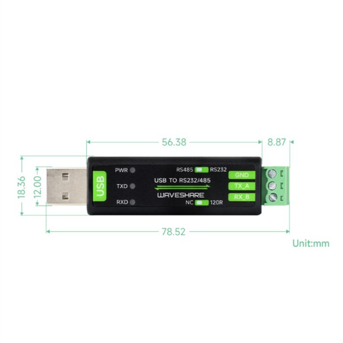 Waveshare USB to RS232/485 Serial Communication Converter FT232RNL for Mac Linux Android Win 11/10/