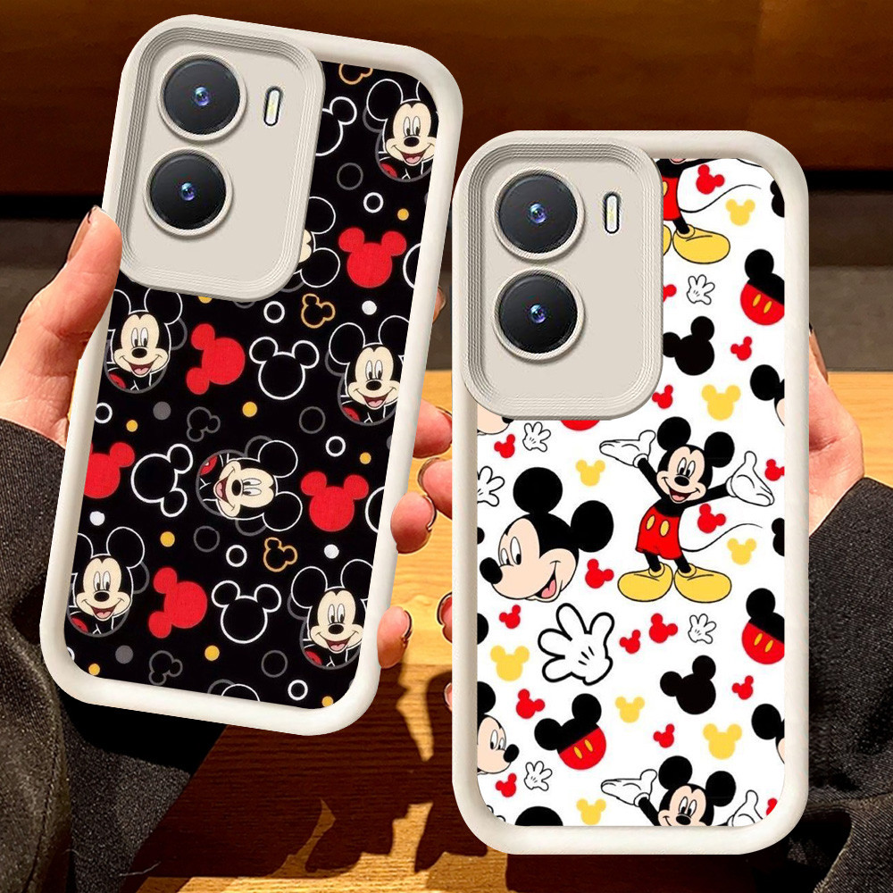 G-77 เคสมิกกี้สําหรับ VIVO IQOO Z9 Z9X Y02S Y56 Y16 5G สีดําและสีขาว