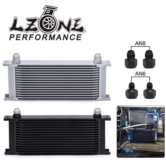 LZONE - 16 Row AN10 Stacked Plate Oil Cooler 10AN to 6AN 8AN Adapter Universal Engine Transmission