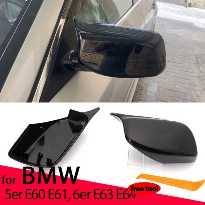 2pcs Carbon Fiber Pattern Black Side Mirror cover Replacement for BMW 5 Series E60 E61 E63 E64 2004