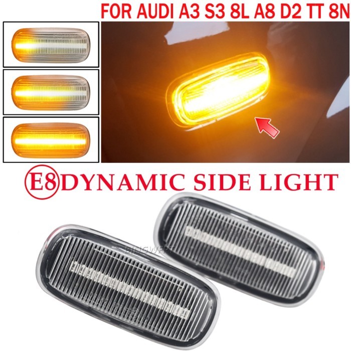 New For Audi A2 A3 8L A4 B5 A6 4B C5 A8 4D TT 8N Led Dynamic Side Marker Turn Signal Light moving S