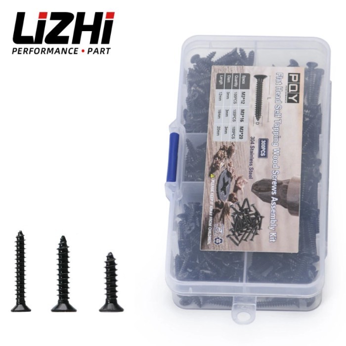 300PCS 304 Stainless Steel M3*12 M3*16 M3*20 Flat Head Self Tapping Screws Self Tapping Screws Kit
