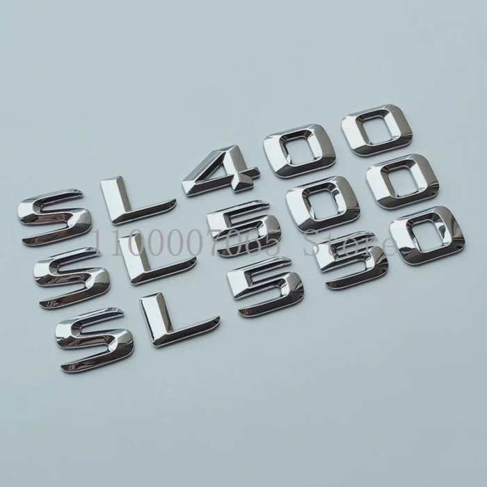 2015 Sharp Chrome Letters SL400 SL500 SL550 Top ABS Emblem for Mercedes Benz R129 R230 R231 Car Tru