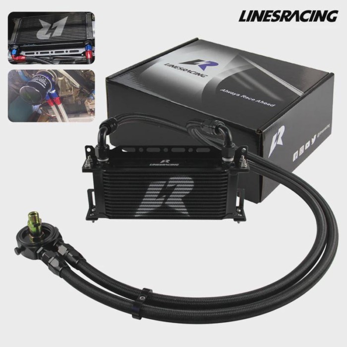 Universal LR 15 Row AN10 Oil cooler Engine Transmission w/Bracket+Filter Adapter Hose Kit 3/4"-16UN