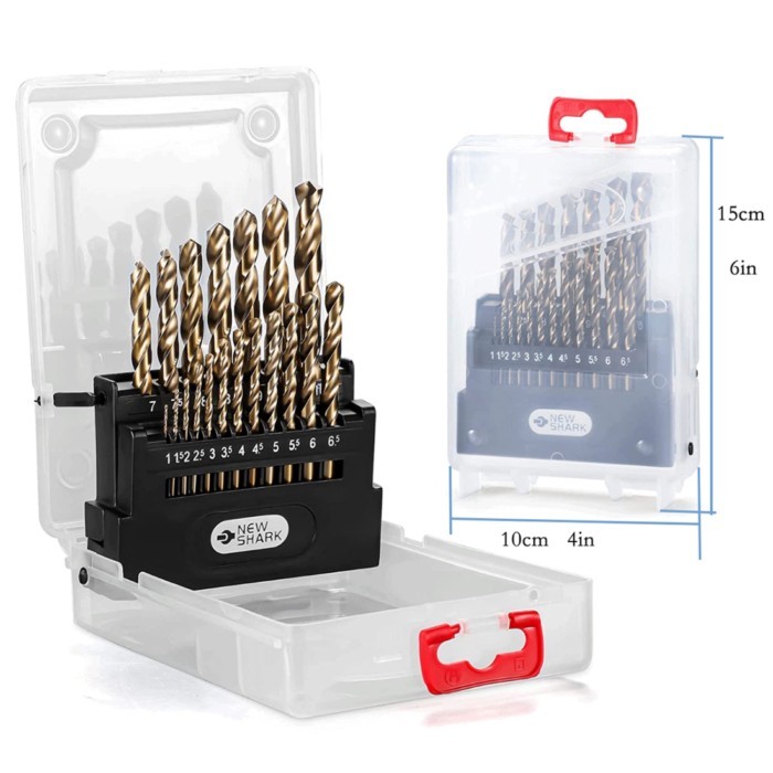 M35 5% Cobalt Metric Drill Bits Set (1mm-10mm/19pcs),Shank Jobber Drill Bits,HSS Twist Drill Bits f