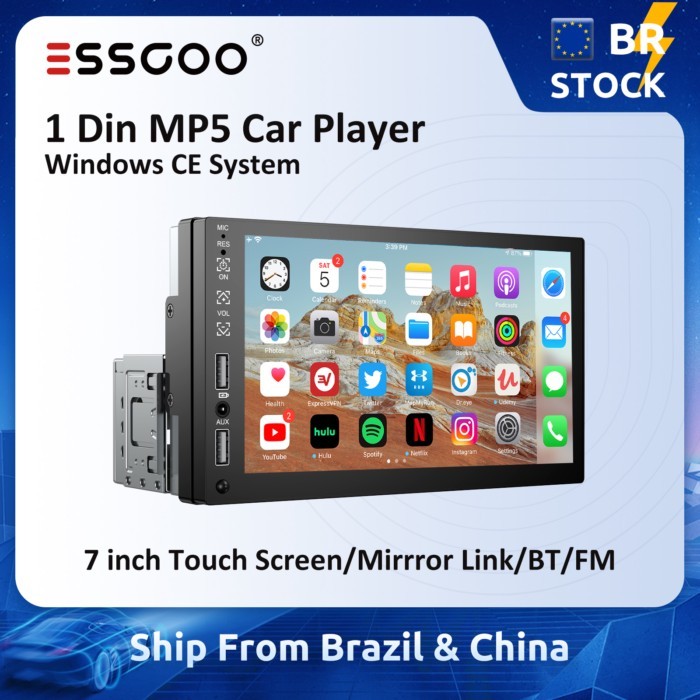 ESSGOO 7 inch Car Radio 1 Din MP5 Car Player Stereo Mirror Link Bluetooth 2 Din Automotive Central