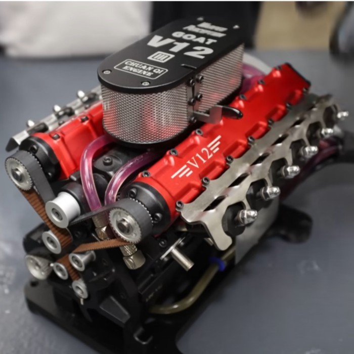 49.89cc V12 Gasoline Engine Model Mini V12 Metal Internal Combustion Engine Suitable for Modified R