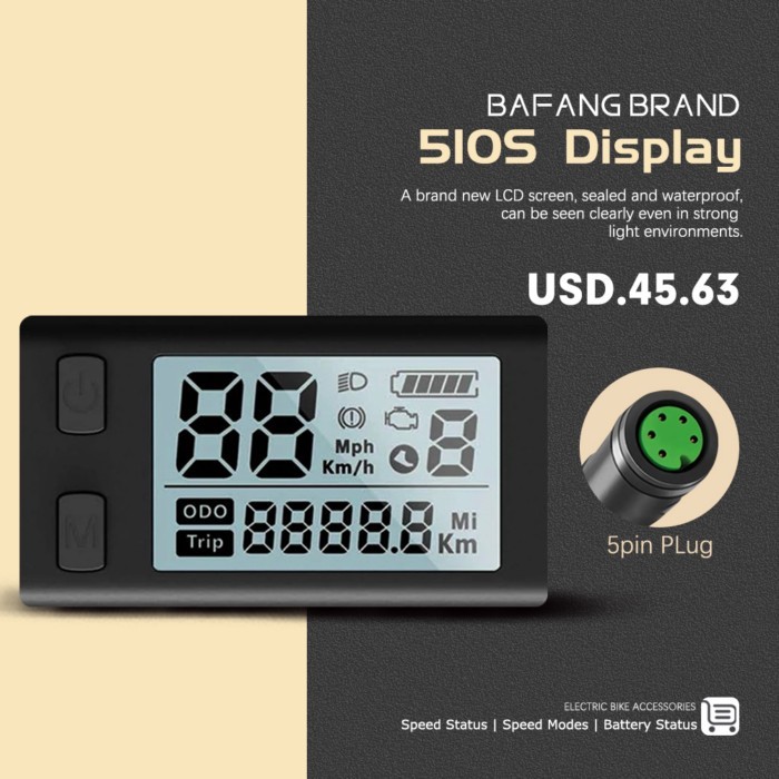 Bafang Ebike HDMI LCD Display 510S For BBS01/BB02/BBSHD Bafang Mid Drive Motor Bicycle ebike Comput