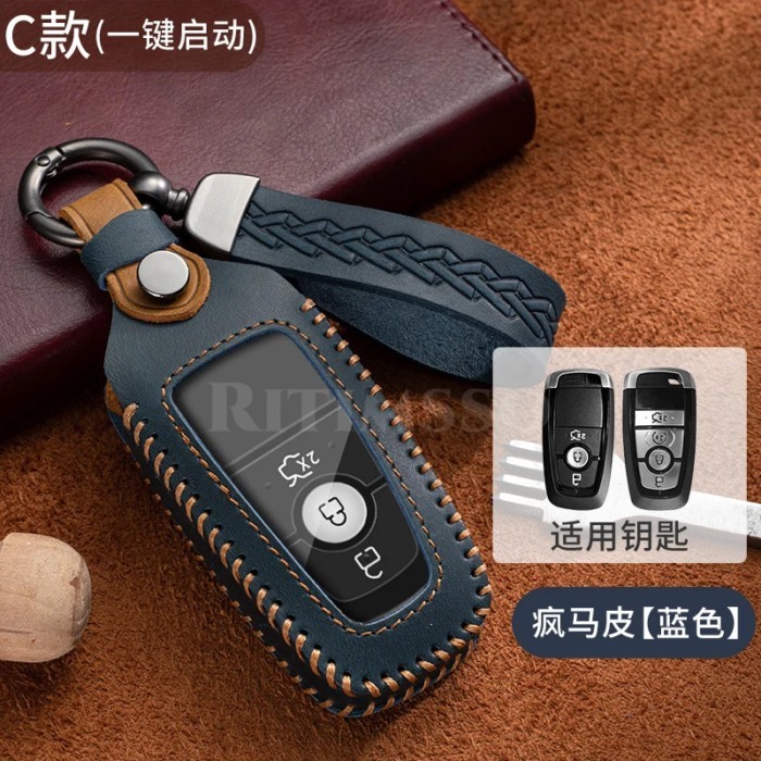Leather Car Remote Key Case Cover For Ford Fusion Edge Mustang Explorer F150 F250 F350 Ecosport Pro