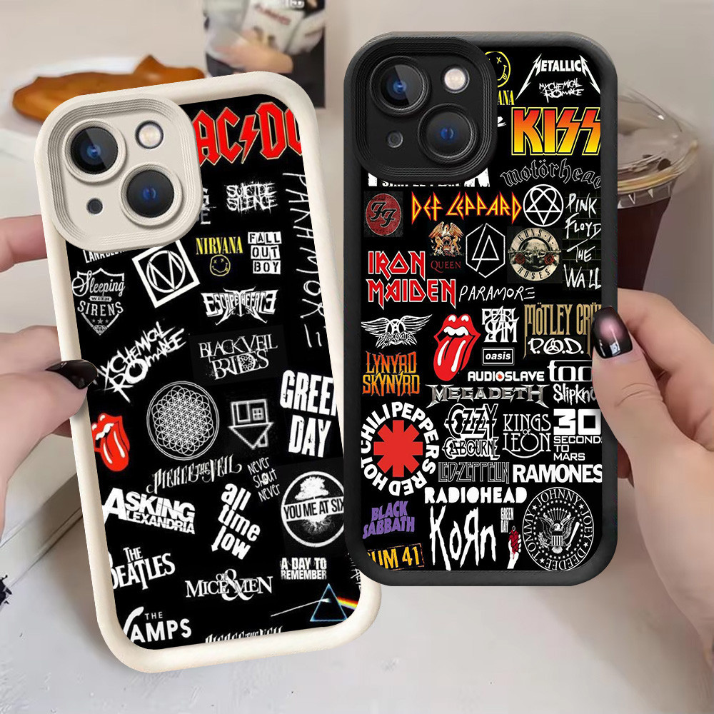 G-34 ปลอก ACDC สําหรับ iPhone 8 7 13 14 Pro Max Plus สีดําและสีขาว