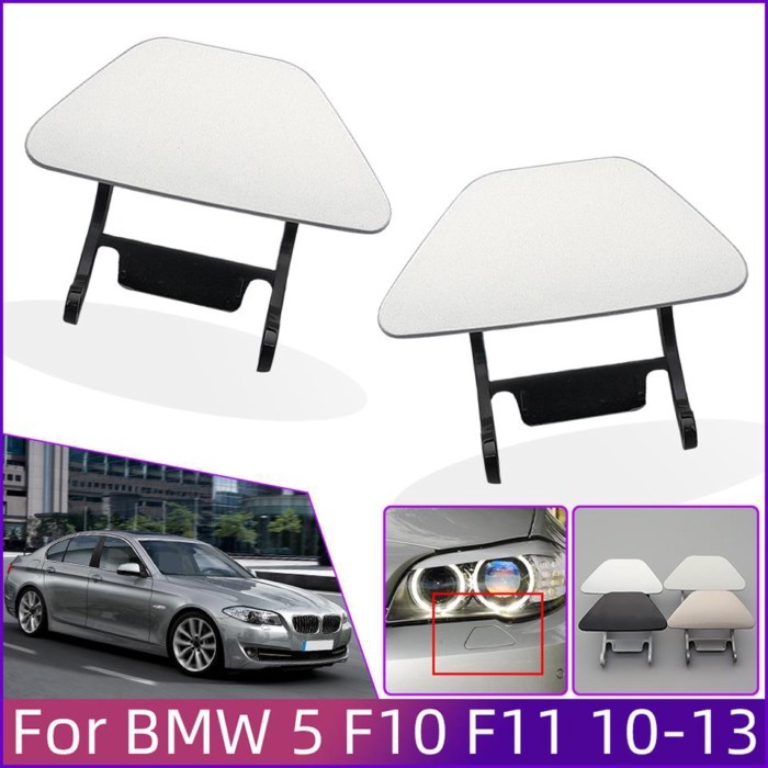 2Pcs Headlamp Washer Nozzle Spray Jet Cover Cap For BMW 5 F10 Sedan F11 Wagon 520 523 525 528 530 5