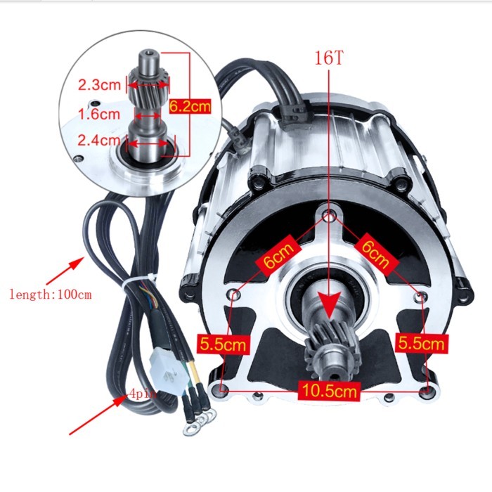 Tricycle Motor 48V 60V 72V Volt 1500W 1800W High-Power Electric Four-Wheel Battery Brushless Differ