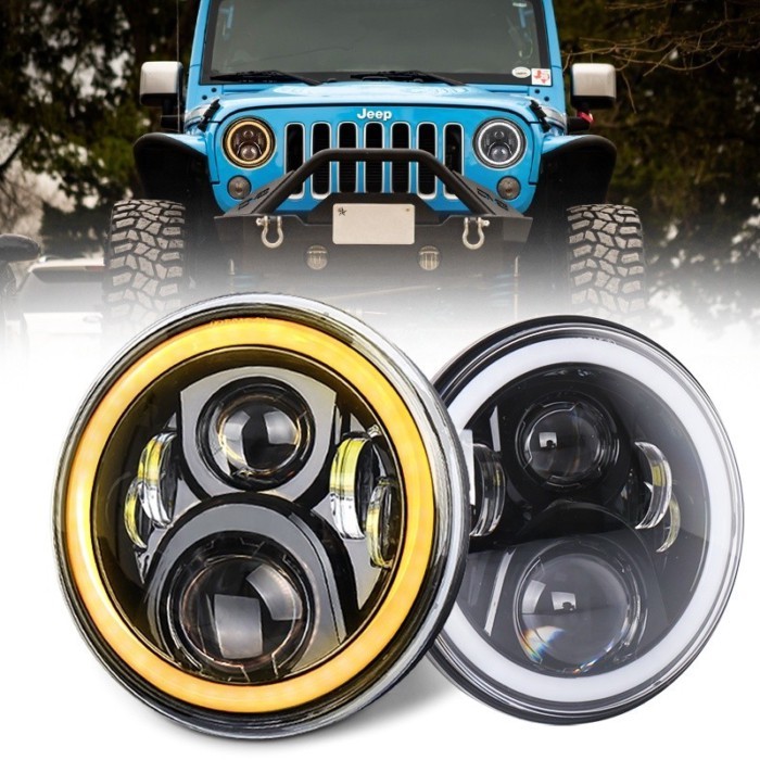 OVOVS 7" Led Headlights Halo Angel Eyes Projector Hi/lo Beam Drl 7 Led Headlights for Jeep jk
