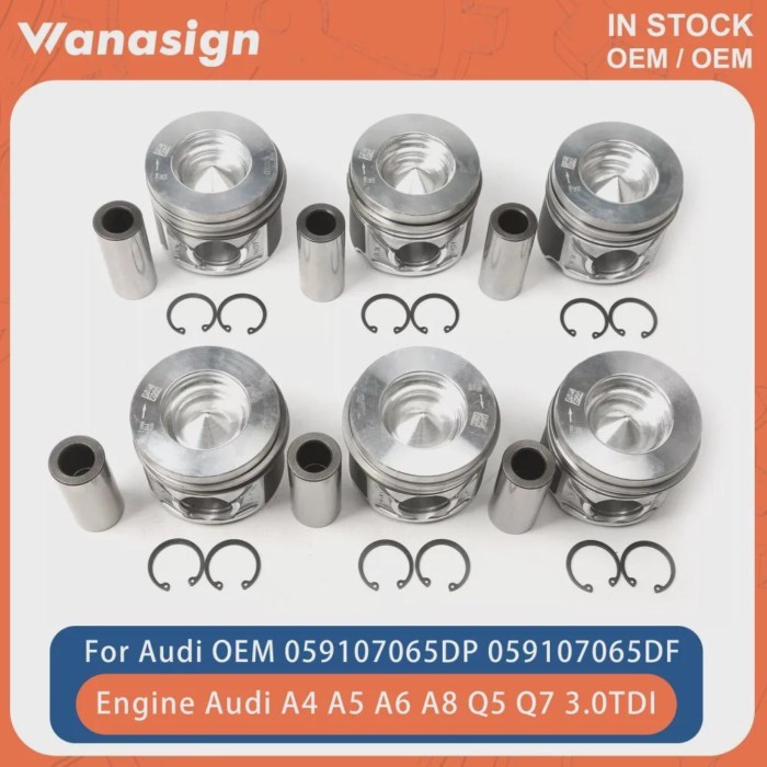 Engine Piston W/ Ring Set Φ83.010mm Fit 3.0 T For Audi A4 A5 A6 A8 Q5 Q7 CRC CRCD CVVA 3.0TDI V6 DI