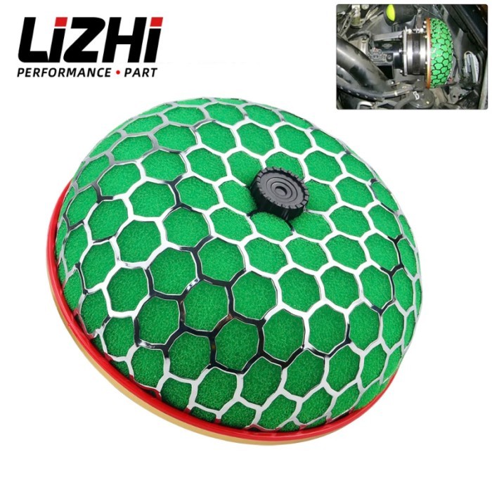 LIZHI RACING - 80mm Round Mushroom Super Power Car Air Filter Cleaner Intake Flow LZ-HAF80-MB